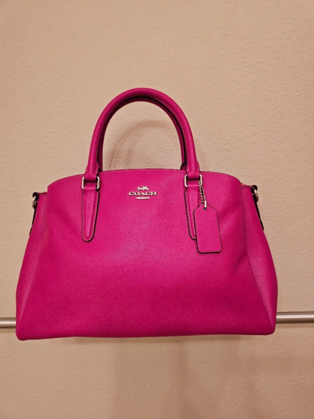 NWT Coach F28976 Triple Compartment LEATHER Sage Carryall Berry PINK CROSSBODY